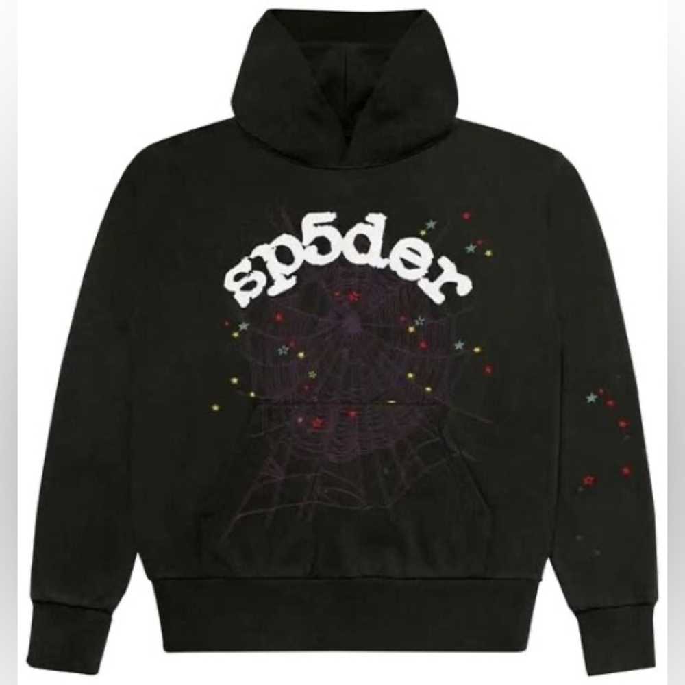 Nwt Sp5der Logo Hoodie Sweatshirt Black M X45